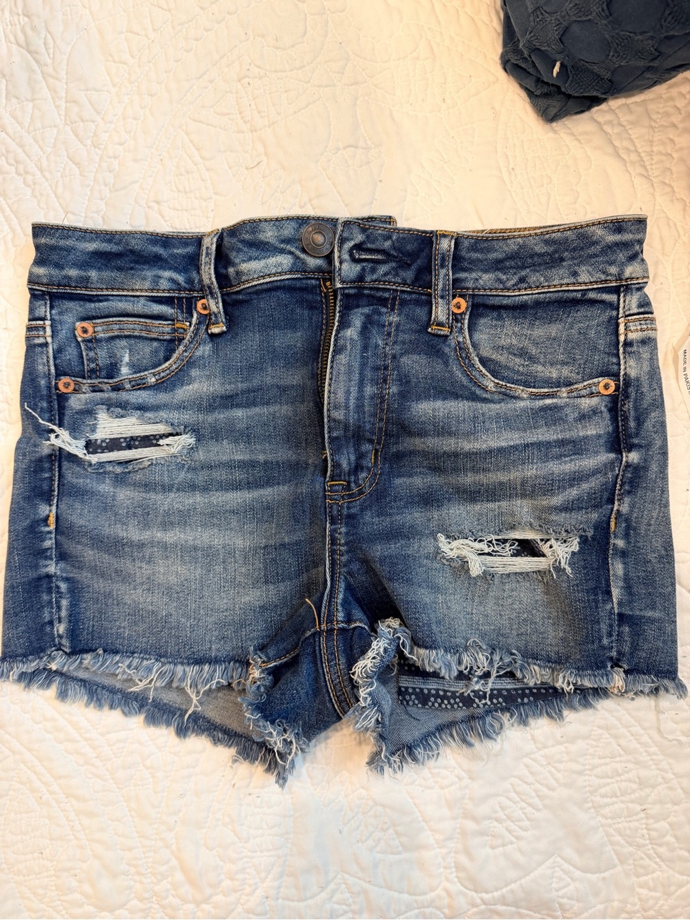 American Eagle Outfitters Distressed Dark Blue Denim Cutoff Shorts